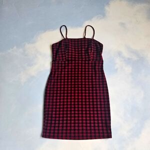 Red Plaid Spaghetti Strap Dress Buffalo Plaid Dress Punk Rock Dress